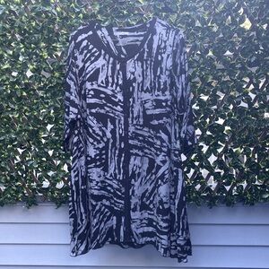 Blue Sky Clothing Grey & Black Blouse 3x